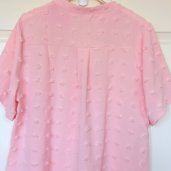 Fashion Original Design Pink V Neck Chiffon Pullover Women's Top Plus 2X - Picture 5 of 7